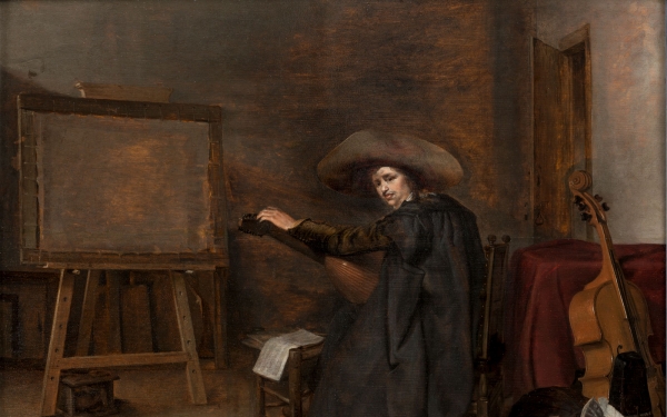 A Painter in his Studio, Tuning a Lute by Pieter Codde