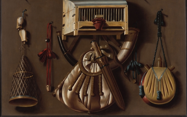 A Trompe L’Oeil with Hunting Gear and Bird Catcher’s Equipment by Anthonie Leemans