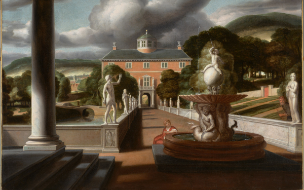 A View From a Villa, with a Child Seated at a Fountain and an Avenue of Statues by Samuel van Hoogstraten
